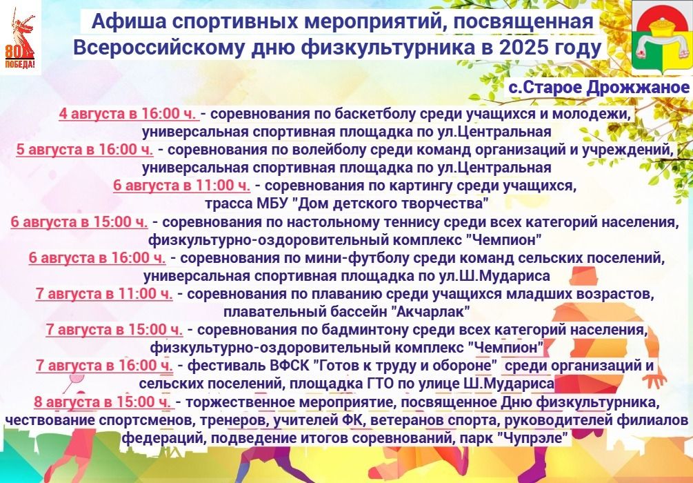 В Дрожжановском районе РТ пройдет неделя спорта