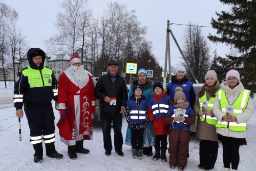 В Дрожжановском районе РТ прошла акция «Дед Мороз за безопасность на дороге»