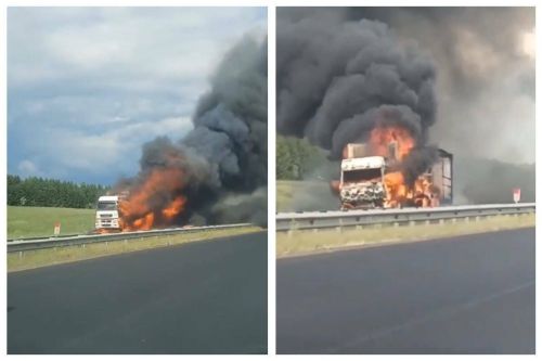 Фура с фанерой горела на трассе М-7 в Татарстане