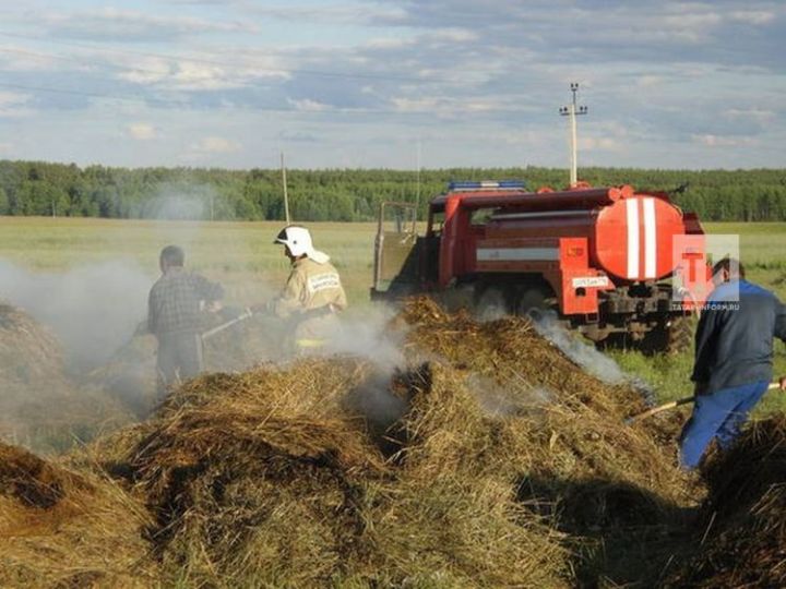 В одном из районов Татарстана сгорело 400 тюков сена