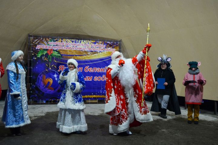 В Дрожжановском районе состоялось торжественное открытие центральной ёлки