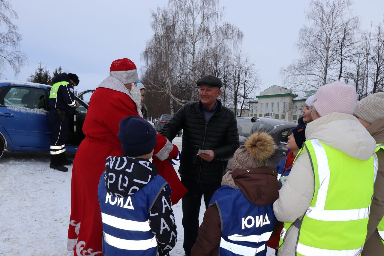 В Дрожжановском районе РТ прошла акция «Дед Мороз за безопасность на дороге»