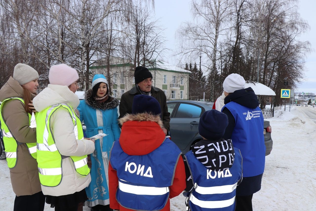 В Дрожжановском районе РТ прошла акция «Дед Мороз за безопасность на дороге»