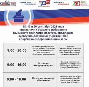 Избиратели Дрожжановского района смогут бесплатно посетить учреждения культуры