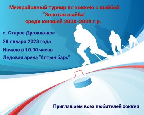 В Дрожжановском районе состоится межрайонный турнир по хоккею с шайбой “Золотая шайба”