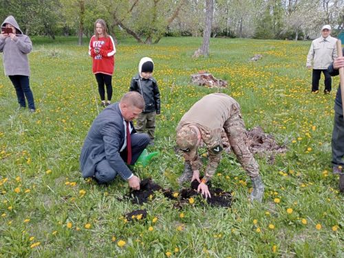 В селе Новые Какерли Дрожжановского района в школьном парке ко Дню Победы посадили деревья