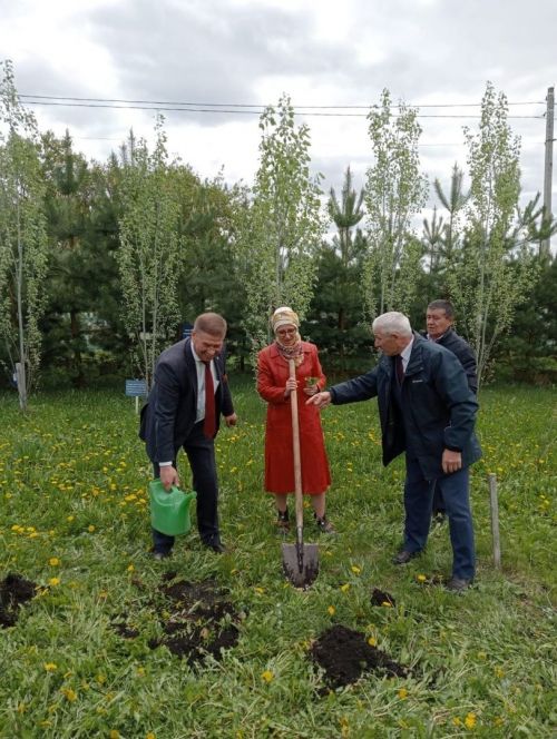 В селе Новые Какерли Дрожжановского района в школьном парке ко Дню Победы посадили деревья