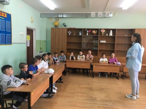 В пришкольном лагере Стародрожжановской СОШ прошла встреча с детьми по ПДД