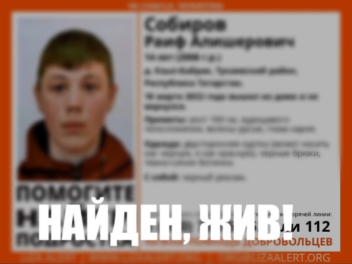 В Татарстане нашли пропавшего 13-летнего мальчика