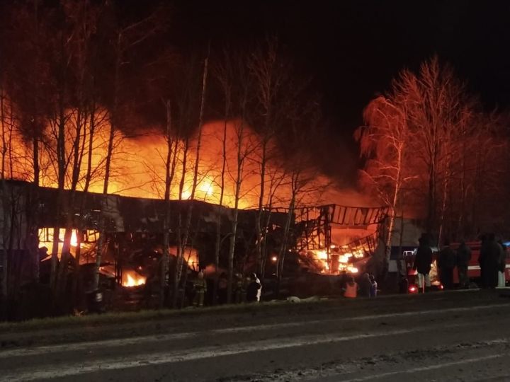 В Дрожжановском районе РТ тушат крупный пожар