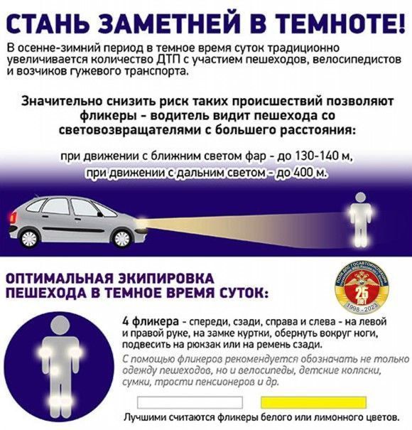 Автоинспекторы Дрожжановского района РТ призывают пешеходов больше «светиться»