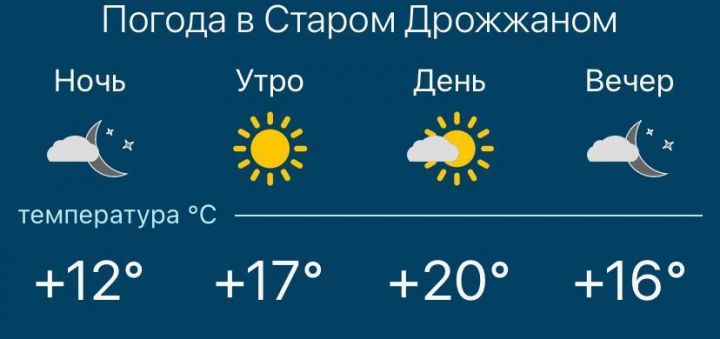 Погода на 29 мая в Дрожжановском районе