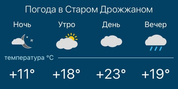 Погода на 30 мая в Дрожжановском районе