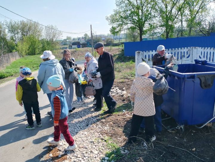«Зелёный флаг» в действии: в Дрожжановском районе РТ дети и ветераны вышли на очистку пруда